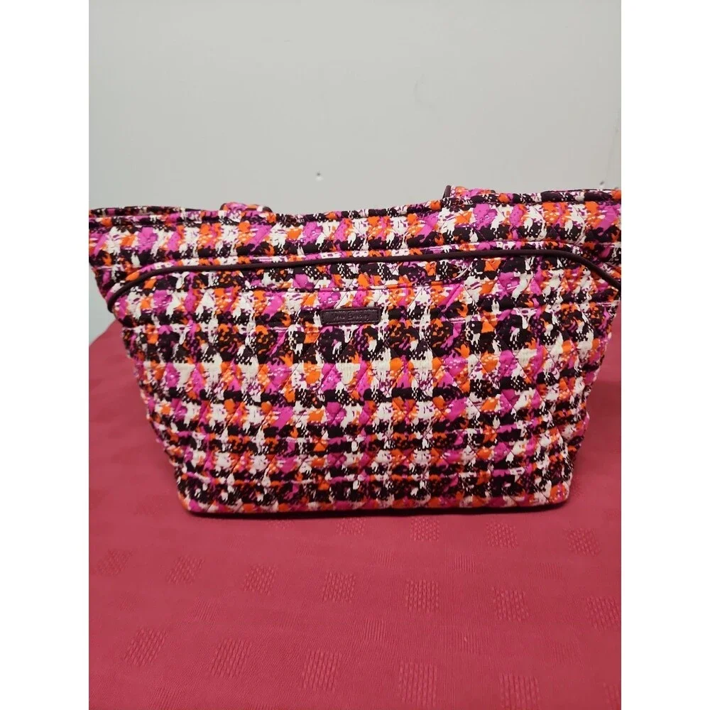 Vera Bradley Houndstooth Tweed Shoulder Tote Zip Closure Multicolor Grannycore